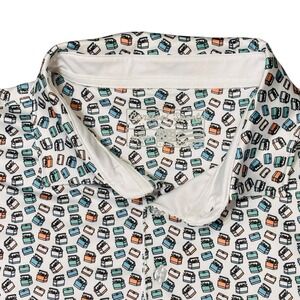 Barstool Sports Beer Cooler Pattern Polo AOP Shirt XL Golf Performance White